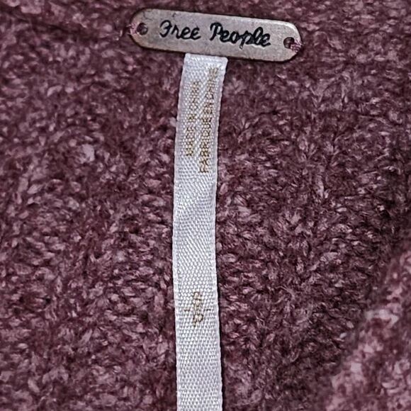 Free People Womens Burgundy Wine Double Breasted Cardigan Sweater Small - Picture 4 of 7